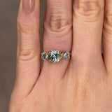"Hannah" Blue Round Cut Diamond Engagement Ring