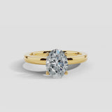"Silvy" 4 Carat Solitaire Oval Cut Diamond 18K Yellow Gold Engagement Ring