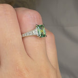 "Vior" Green 1.5 Carat Emerald Cut Diamond Shoulder Engagement Ring HR1329