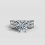 "Diana" Round Cut 1.5 Carat Diamond Shoulder Platinum Engagement Ring DSRB12