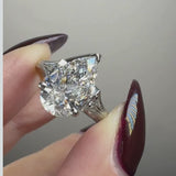 "Viney" Pear Cut 5 Carat Trilogy Platinum Engagement Ring