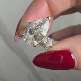 "Eli" 5 Carat Three stone Pear Shape Diamond Trilogy Matching Bridal Set Engagement Ring