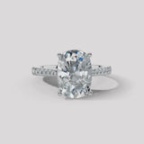 "Crussey" 5 Carat Cushion Cut Diamond Under Halo Matching Bridal Set Engagement Ring