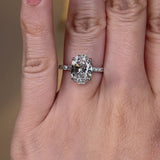 "Angy" 3 Carat Oval Cut Diamond Pave Set Diamond Shoulders Engagement Ring