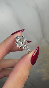 "Brenny" Oval Cut 3.5 Carat Diamond Shoulder Engagement Ring