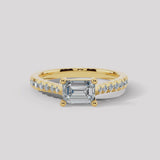 "Dory" Emerald Cut 1.5 Carat Diamond Shoulder Engagement Ring DSEC05