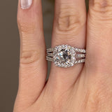 "Samara" Halo 1.25 Carat Cushion Cut Three Row Diamond Shoulder Platinum Engagement Ring