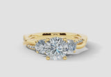 "Hudson" Round Cut 2 Carat Trilogy Diamond Shoulder Engagement Ring 3SRB07