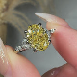"Zyphora" 2 Carat Yellow Oval Cut Lab Grown Diamond Shoulder Engagement Ring HLR535
