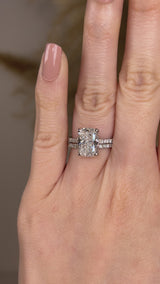 "Crussey" 5 Carat Cushion Cut Diamond Matching Bridal Set Engagement Ring