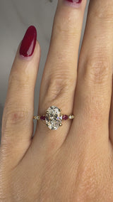 "Rapunzel" Oval Cut 4 Carat Diamond Shoulder Engagement Ring