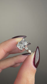 "Celina" Radiant Cut 2 Carat Diamond Shoulder Engagement Ring