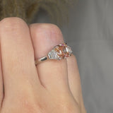 "Vionyx" Pink 2.03 Carat Princess Cut Trilogy Lab Grown Diamond Engagement Ring HLM424