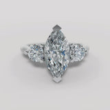 "Charlotte" 1 carat Three Stone Marquise Cut with Round Cut Diamond Trilogy Engagement Ring 3SMC02