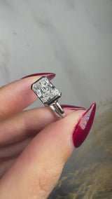 "Avery" Radiant Cut 4 Carat Semi Bezel Diamond Platinum Engagement Ring