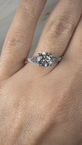 "Kayle" Round Cut 1.5 Carat Trilogy Platinum Engagement Ring 3SRB04