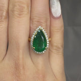 "Vexil" Emerald Green 5.56 Carat Pear Cut Natural Diamond Engagement Ring HR841