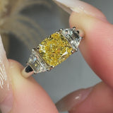 "Novaryn" Yellow 1.1 Carat Cushion Cut Trilogy Lab Grown Diamond Engagement Ring HLR438