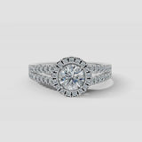 "Mavi" Halo 1.25 Carat Round Brilliant Cut 18k Yellow Gold Engagement Ring