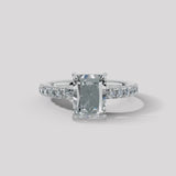 "Grace" Hidden Under Halo 4 Carat Elongated Radiant Cut Diamond Yellow Gold Engagement Ring