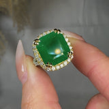 "Orlien" Green 7.2 Carat Cushion Cut Natural Diamond Shoulder Engagement Ring HR1615