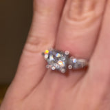 "Estelle" Three Stone Princess Cut with Pear Cut Diamond Trilogy Engagement Ring 3SPC02
