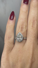 "Pierre" Pear Cut Halo 2 Carat Diamond Shoulder Engagement Ring