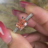 "Zilia" 1.01 Carat Pink Lab Grown Radiant Cut Lab Grown Diamond Shoulder Engagement Ring