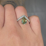"Zynthera" Green 1.5 Carat Pear Cut Natural Diamond Shoulder Engagement Ring HR1500