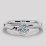 "Faith" 1 carat Solitaire Round Brilliant Cut Twist Prongs Diamond Engagement Ring SSRB11