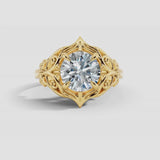 "July" Round Cut 1 Carat Solitaire 18k Yellow Gold Engagement Ring SSRB44