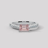 "Zilia" 1.01 Carat Pink Lab Grown Radiant Cut Lab Grown Diamond Shoulder Engagement Ring