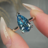 "Aventhys" Blue Sapphire 2 Carat Pear Cut Lab Grown Diamond Engagement Ring HLM519