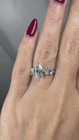 "Valerina" Marquise Cut 3 Carat Diamond Shoulder Engagement Ring