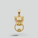 9ct Yellow Diamonds -3pts Pink Sapphire -7pts Panther Pendant