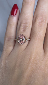 "Kristina" Fancy Vivid Pink Oval Cut and Marquise Diamond Shoulder Engagement Ring