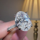"Angy" 3 Carat Oval Cut Diamond Pave Set Diamond Shoulders Engagement Ring