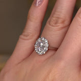 "Lottie" Flower Halo Oval Cut Diamond Hidden Diamond Undersetting Engagement Ring HAOC01