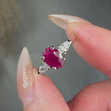 "Zymera" Oval Cut Ruby 1.00 Carat Natural Diamond Trilogy Engagement Ring HR1356