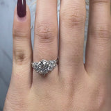 "Rosa" Round Cut 3 Carat and Marquise Diamond Shoulder Engagement Ring