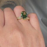 "Varnyx" Green 2.69 Carat Oval Cut Trilogy Lab Grown Diamond Engagement Ring HLM512