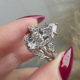 "Aurora" Marquise Cut 4 Carat Diamond Shoulder Matching Set Engagement Ring