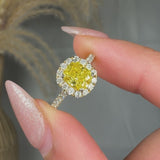 "Zynthor" Yellow 1 Carat Cushion Cut Lab Grown Diamond Shoulder Engagement Ring HLM32