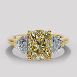 "Lion" Oval Cut 5.5 Carat Lab Grown Trilogy Yellow Gold Engagement Ring