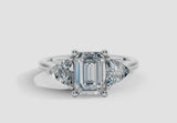 "Brenzy" Emerald Cut 2.5 Carat Three Stone Trilogy Engagement Ring 3SEC08