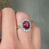 "Virel" Ruby 3 Carat Oval Cut Natural Diamond Engagement Ring HR1395