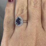 "Hailey" Pear Cut 3 Carat Halo Lab Grown Blue Sapphire Engagement Ring HAPS11S