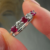 "Vireza" Ruby 0.35 Carat & Natural Diamond 0.20 Carat Half Eternity Ring HR650