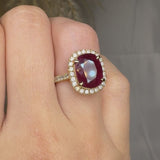 "Elyx" Ruby 4.34 Carat Cushion Cut Natural Diamond Shoulder Engagement Ring HR1386