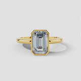 "Gracey" Solitaire 5 Carat Emerald Cut Bezel Diamond Engagement Ring